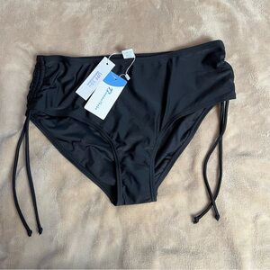 BONNEUIT Black Full Coverage Bikini Bottoms with Ties - Size M | Vacation
